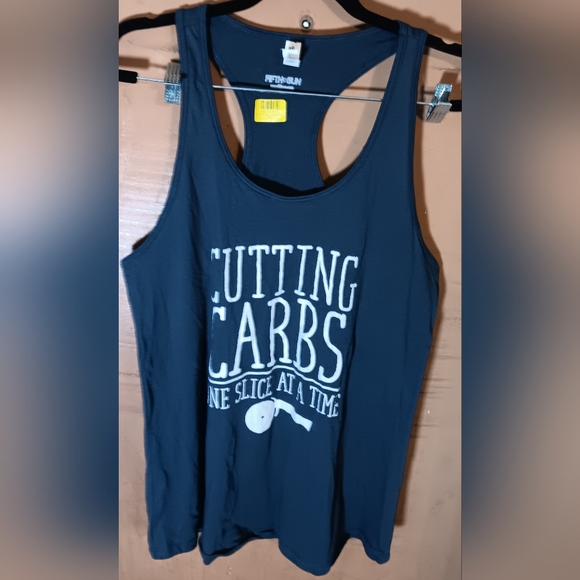unbranded Tops - Women's Size 2XL 2 Extra Large Grey Tank Top Cutting Carbs One Slice at a Time